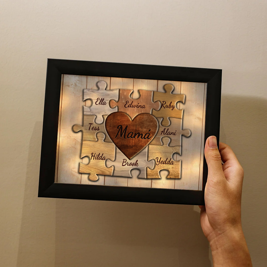 A mi abuela-Marco de 3-9 nombres personalizados rompecabezas de plástico con lámpara-Jessemade ES