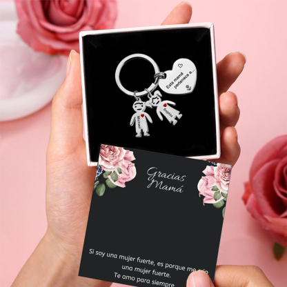 A mi mamá - Llavero con 2 nombres personalizados en "niños"-Jessemade ES