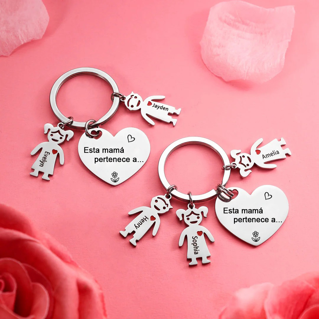 A mi mamá - Llavero con 5 nombres personalizados en "niños"-Jessemade ES
