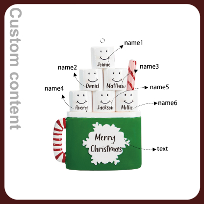 Navidad-Ornamento muñecos navideño de madera taza 6 nombres y 1 texto personalizados adorno del árbol-Jessemade ES