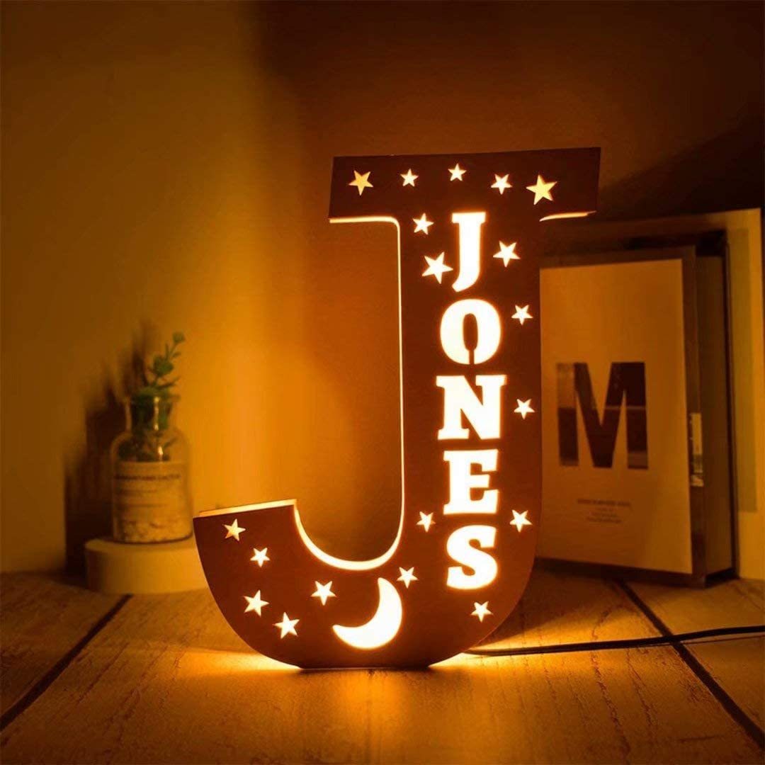 Lámpara 3D Ilusión Luz de Noche LED 26 Letras con 1 nombre personalizado-Jessemade ES