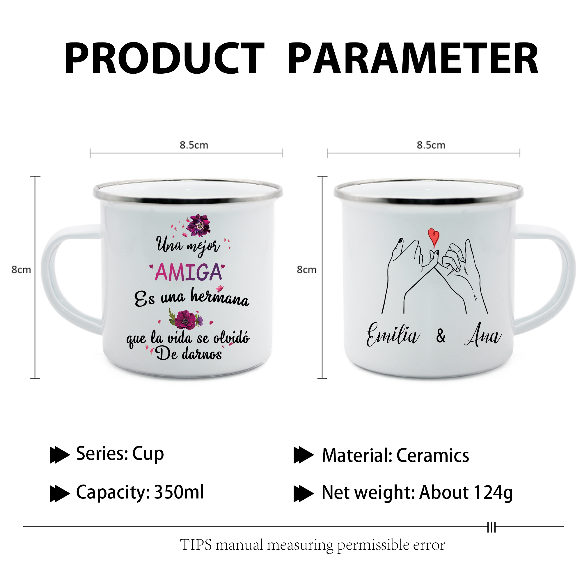 Taza para amigas pinky swear 2 nombres personalizados-Jessemade ES