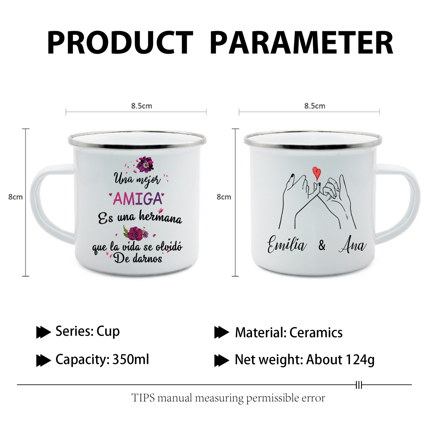 Taza para amigas pinky swear 2 nombres personalizados-Jessemade ES