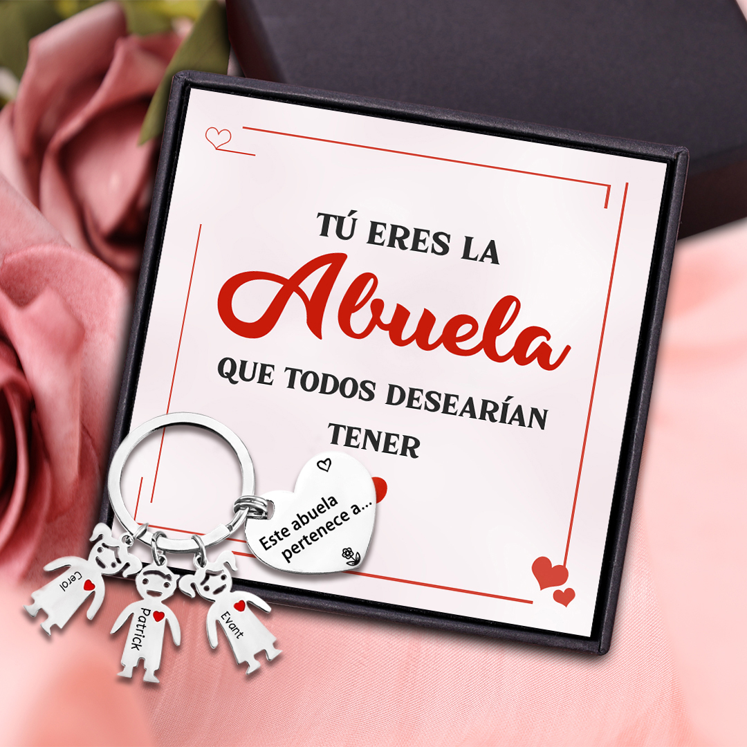 A mi abuela - Llavero con 3 nombres personalizados en "niños"-Jessemade ES