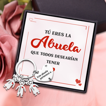 A mi abuela - Llavero con 3 nombres personalizados en "niños"-Jessemade ES