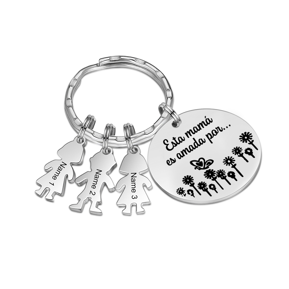 A mi mamá - Llavero con 3 nombres personalizados en "niños"-Jessemade ES