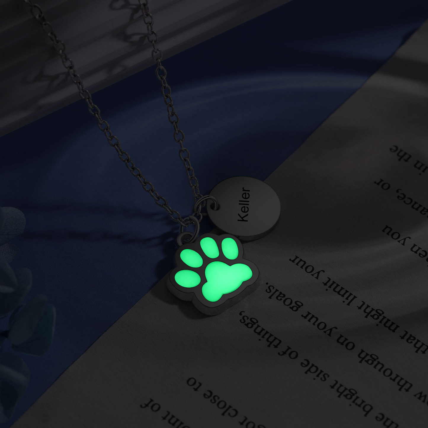 Collar para pareja de pata fluorescente con nombre personalizado-Jessemade ES