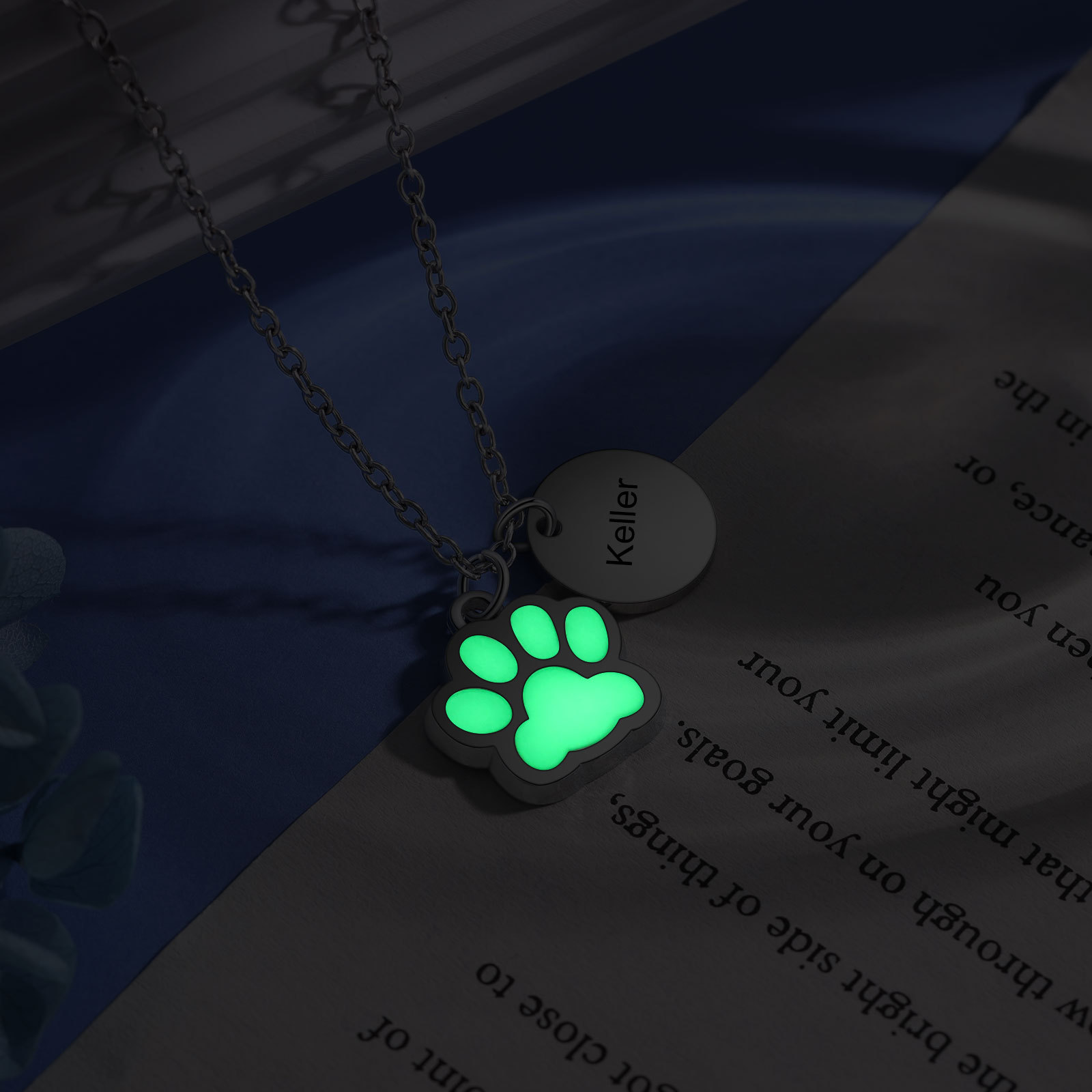 Collar para pareja de pata fluorescente con nombre personalizado-Jessemade ES