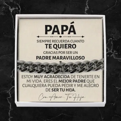 A mi Papá - Pulsera cubana de acero inoxidable con cadena curva para hombre | Jessemade ES
