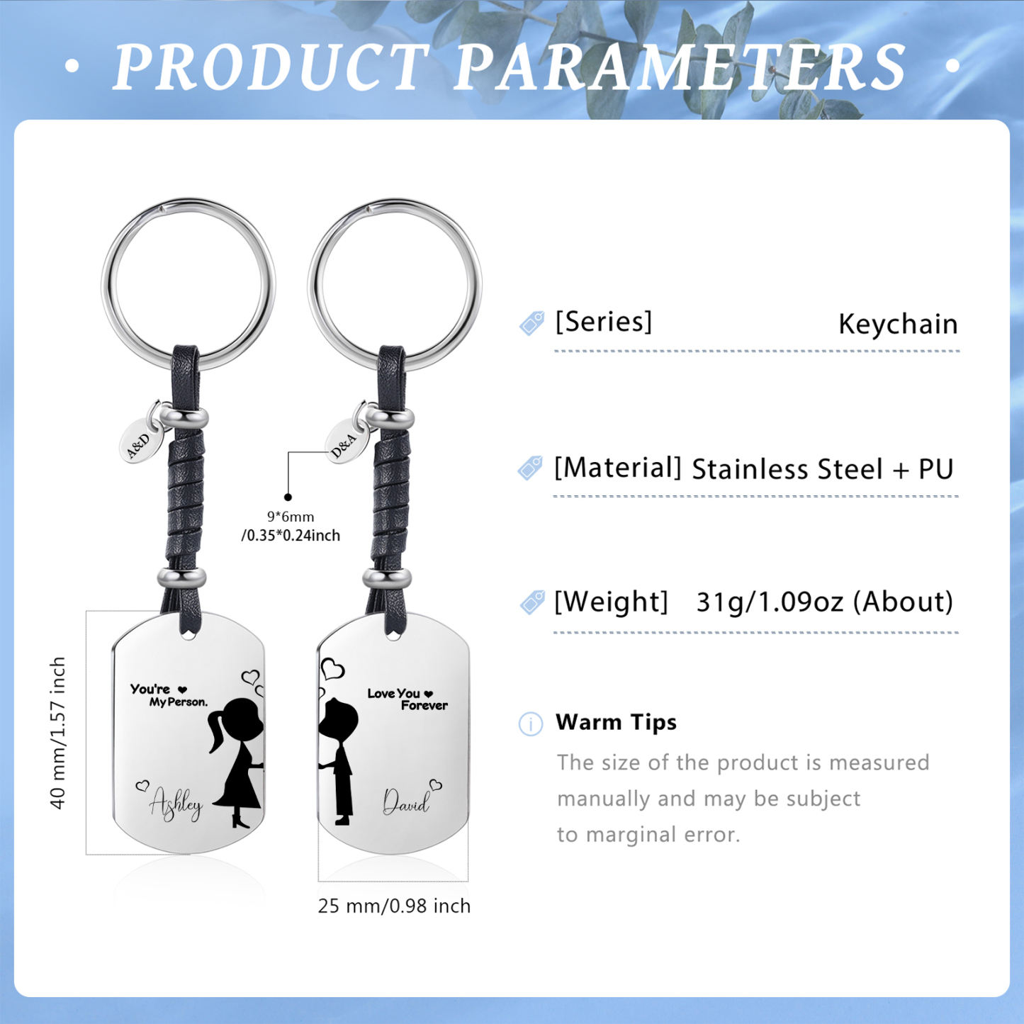 Llavero para pareja sombras 2 nombres, 2 letras y 2 textos personalizados-Jessemade ES