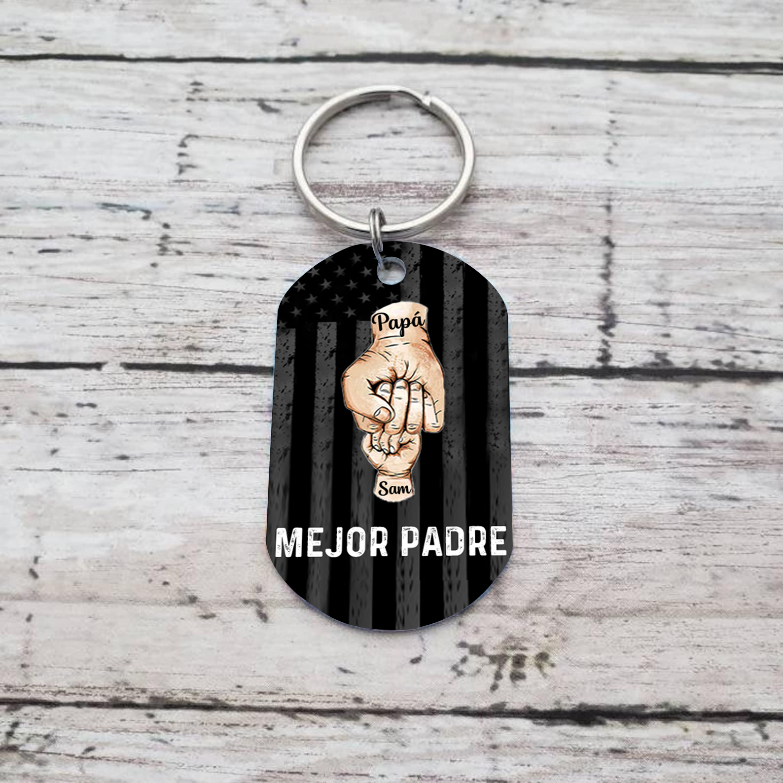 A mi papá-Llavero 1-7 Nombres Personalizados Puño con Puño-Jessemade ES