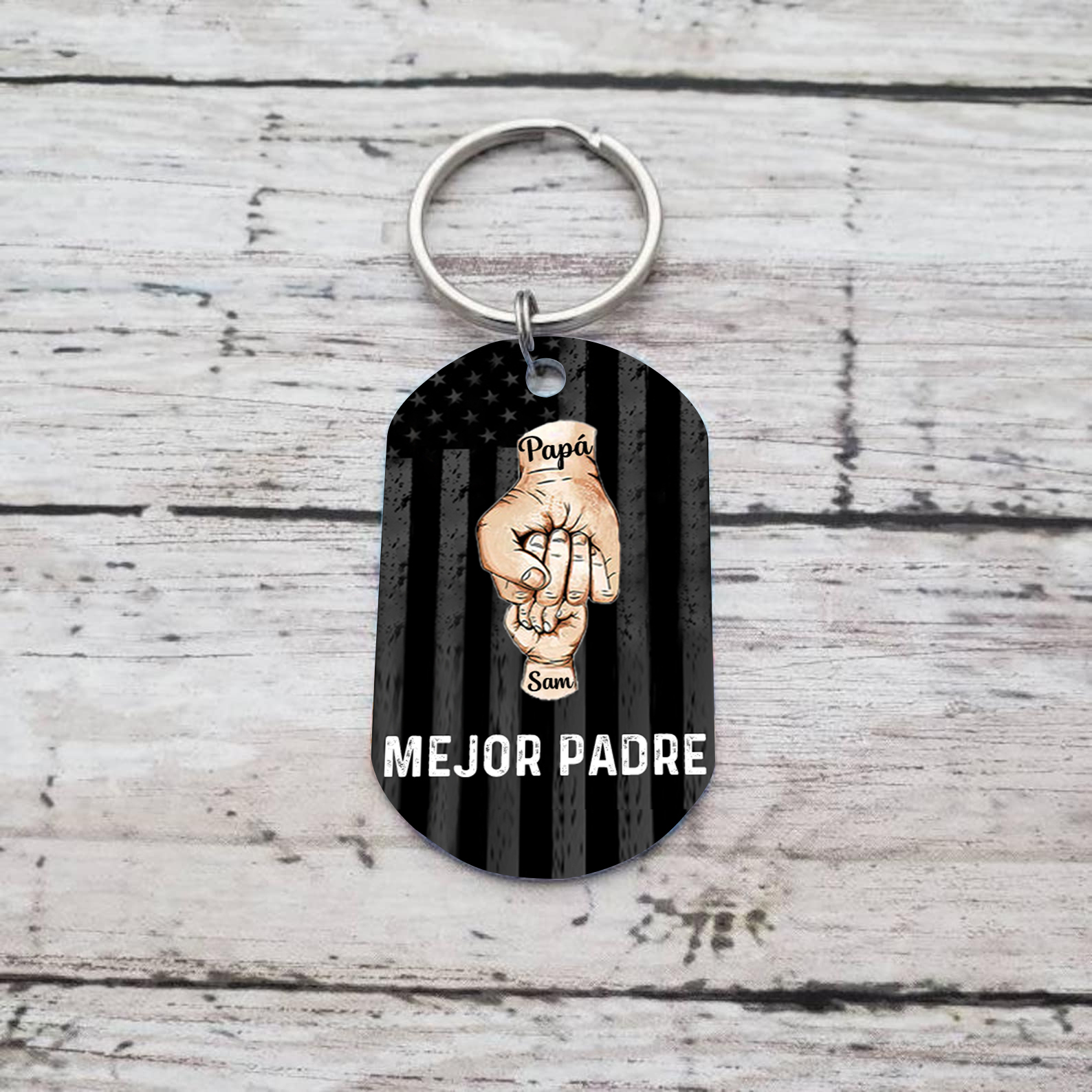 A mi papá-Llavero 1-7 Nombres Personalizados Puño con Puño-Jessemade ES