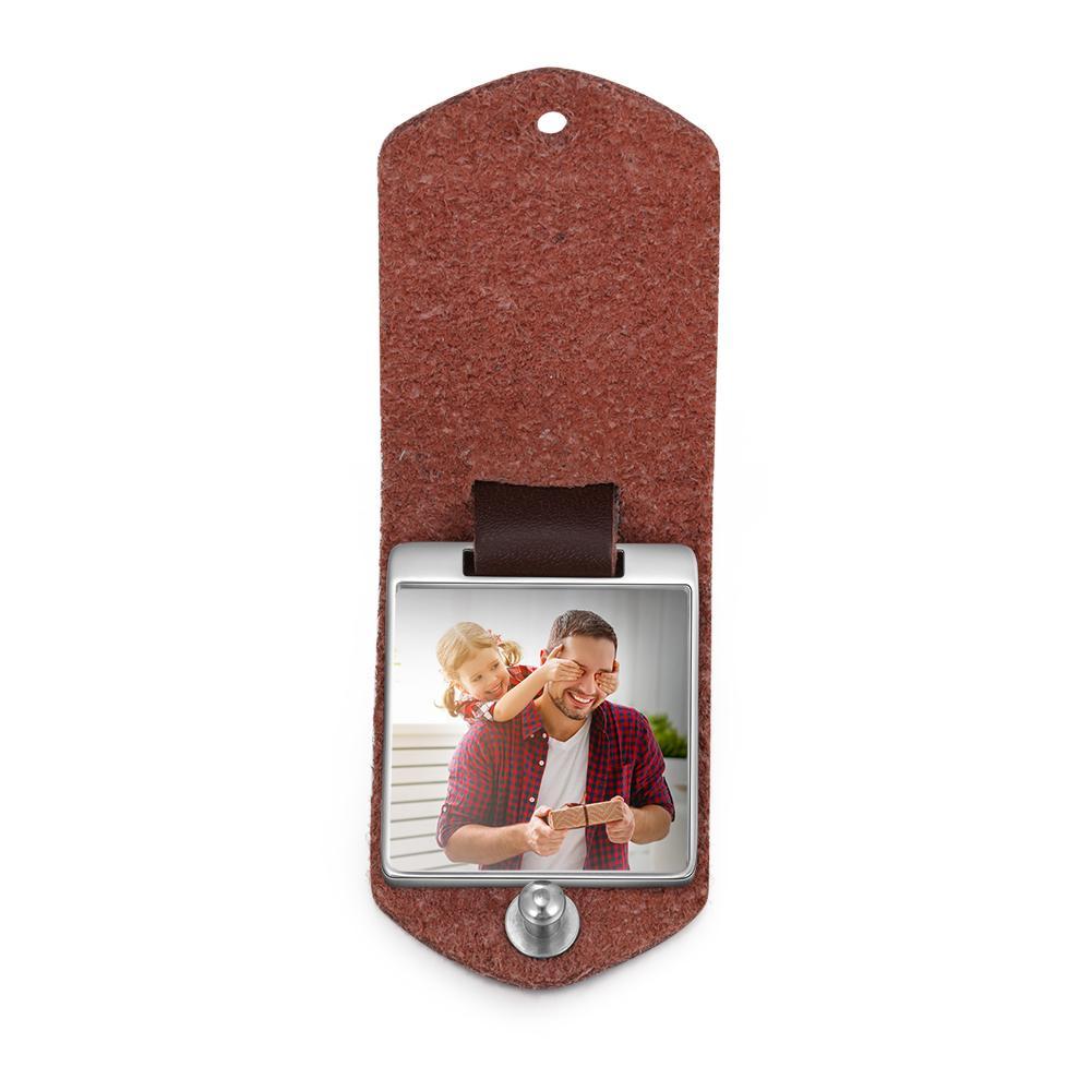 Llavero para pareja de cuero personalizado con fecha y foto-Jessemade ES