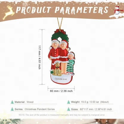 Navidad-Muñecos Ornamentos Navideños con Perro 4 Nombres y 1 Año con Texto Personalizados Adorno de Madera