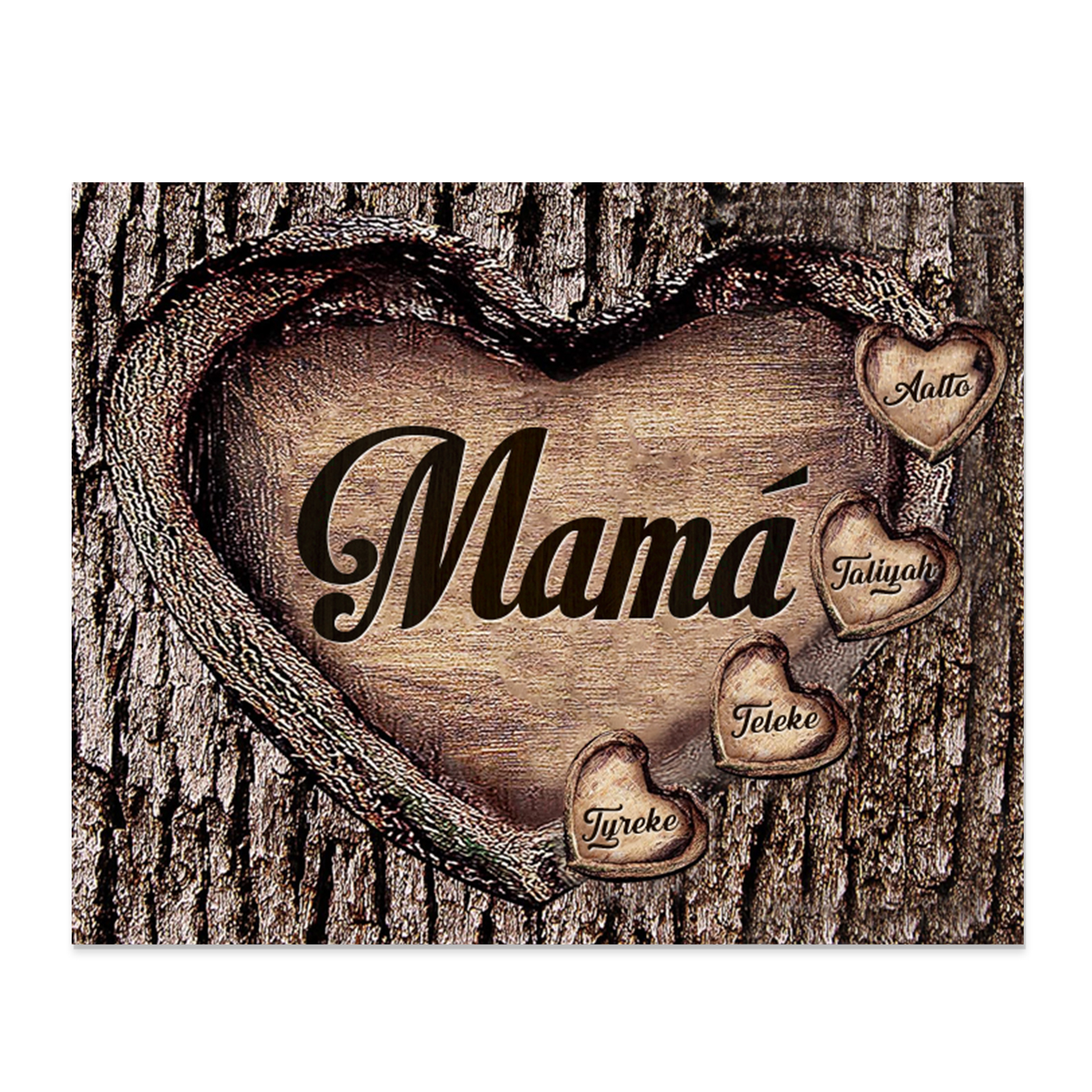 A mi mamá-Lámina marco de madera para mamá personalizado con 4 nombres-Jessemade ES