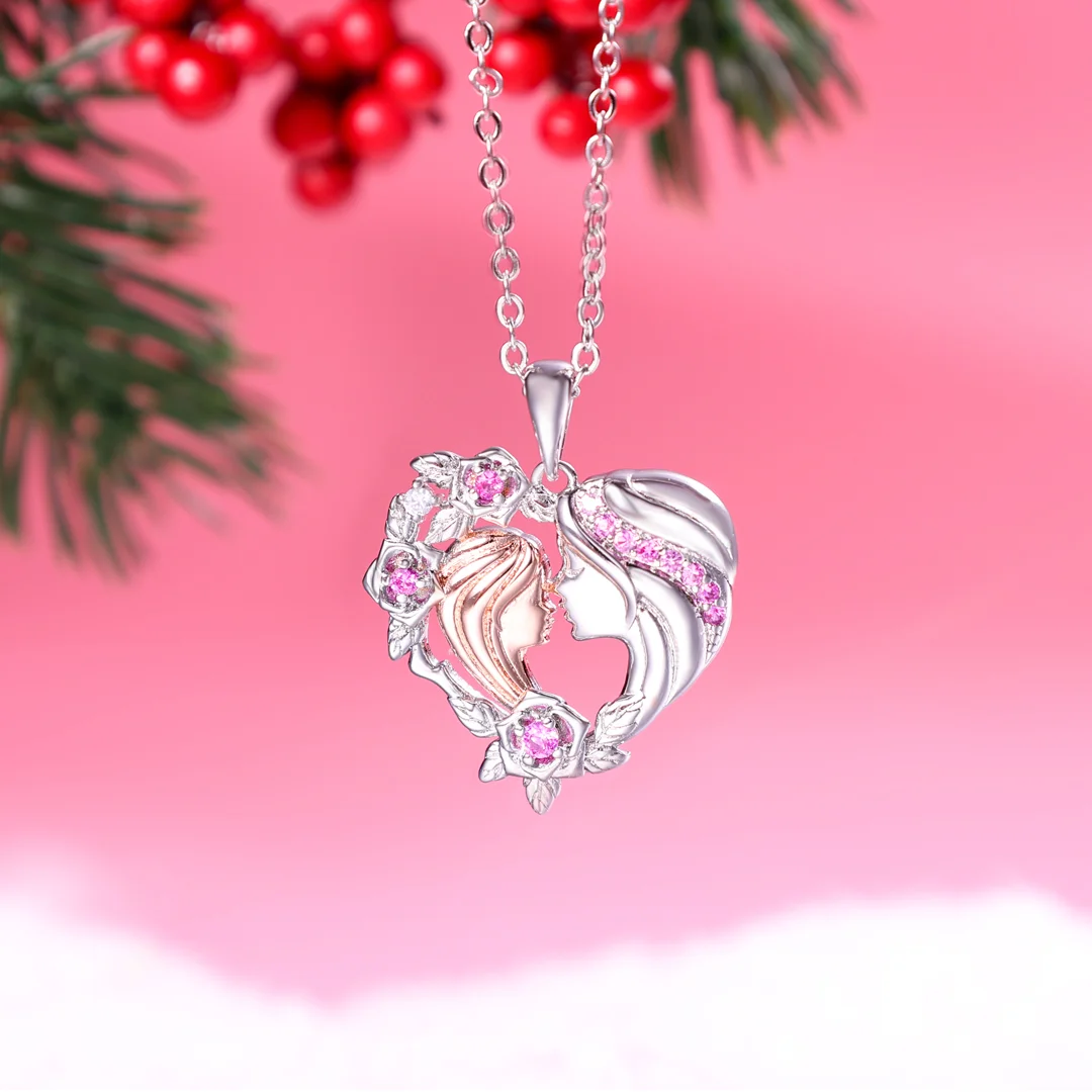 Collar de corazón madre y niña cara a cara-Jessemade ES