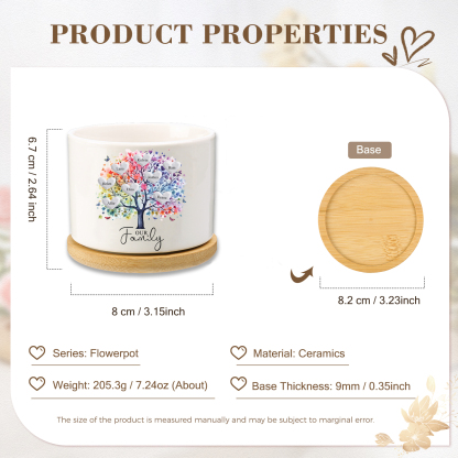 Florero con base de cerámica árbol de corazones 2-8 nombres personalizados con texto decoración del hogar-Jessemade ES