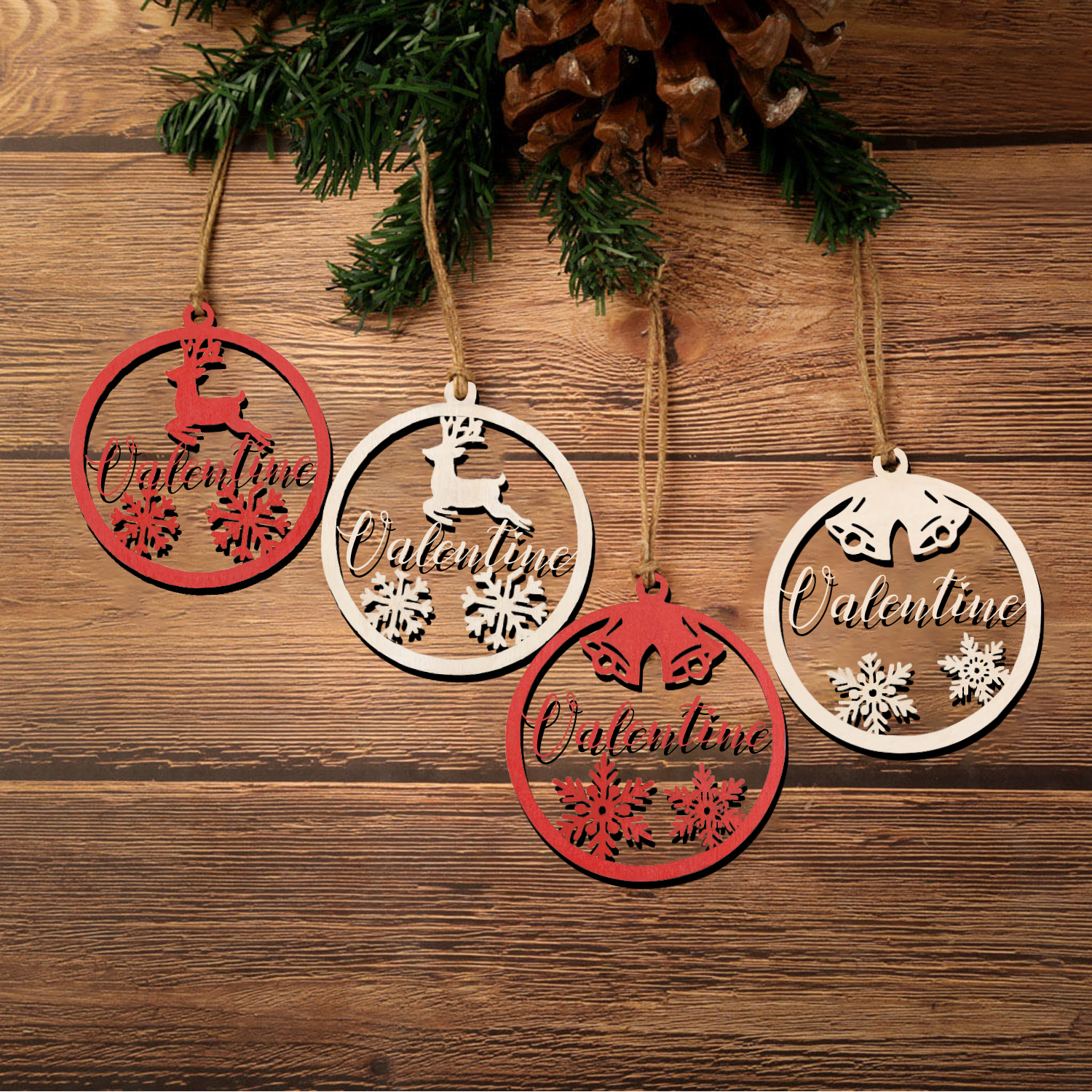 Navidad-Ornamento navideño con reno o cascabel con 1 nombre personalizado