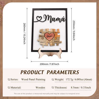A mi mamá-Adorno 2-6 nombres y año personalizados decoración de madera rompecabezas-Jessemade ES