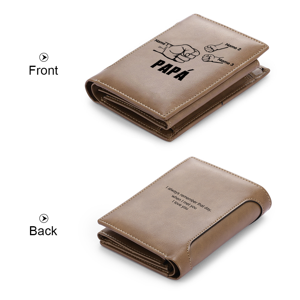 A mi papá-Cartera 2-5 nombres y texto personalizados billetera clásica puño a puño -Jessemade ES