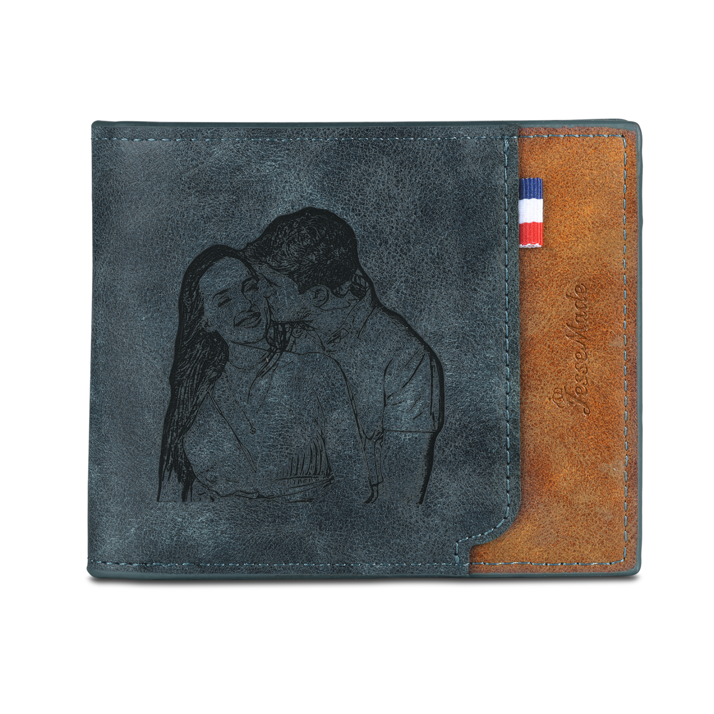 Cartera, billetera personalizada con 1 foto, 1 nombre y 1 letra monedero para hombre-Jessemade ES