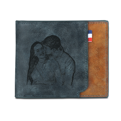 Cartera, billetera personalizada con 1 foto, 1 nombre y 1 letra monedero para hombre-Jessemade ES