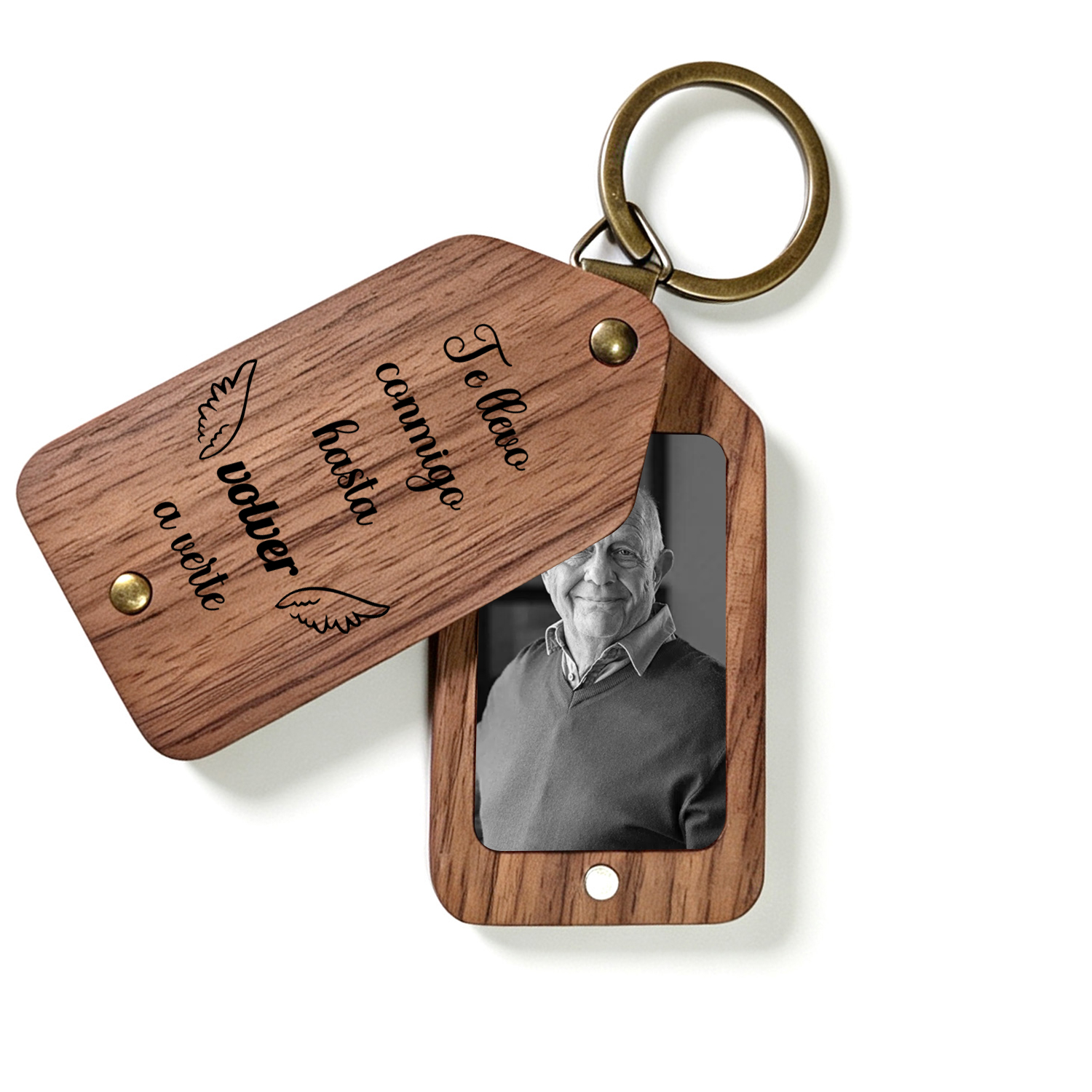 Llavero de madera con foto personalizado como regalo conmemorativo