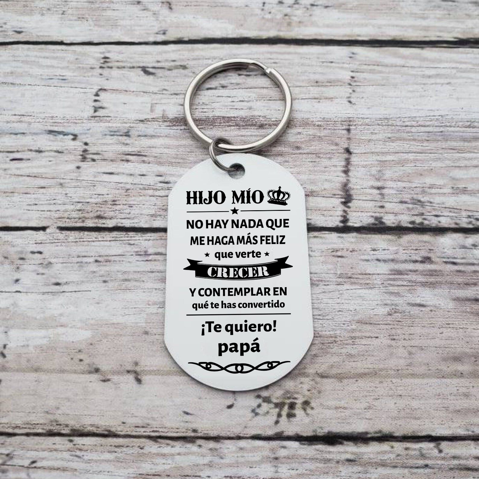 A mi hijo-Llavero de placa "¡Te quiero!" de padres personalizado con 1 foto-Jessemade ES