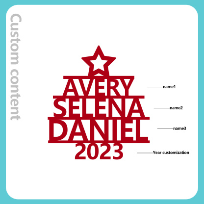 Navidad-Ornamento navideño de madera árbol de nombres con 3 nombres y año personalizados