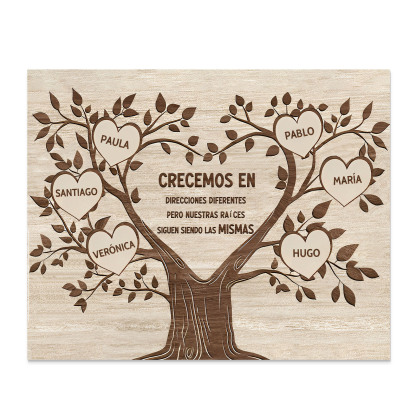 A mi familia-Lámina marco de madera Árbol de la Vida 6 nombres personalizados-Jessemade ES