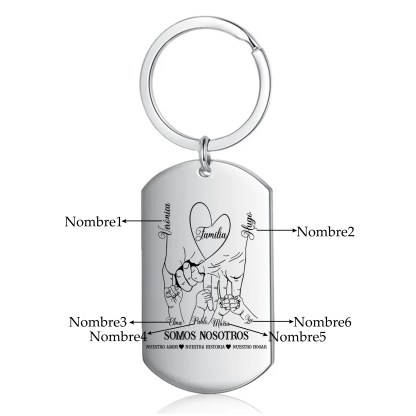 A familia-Llavero 2-6 Nombres Personalizados MANOS COGIDAS-Jessemade ES