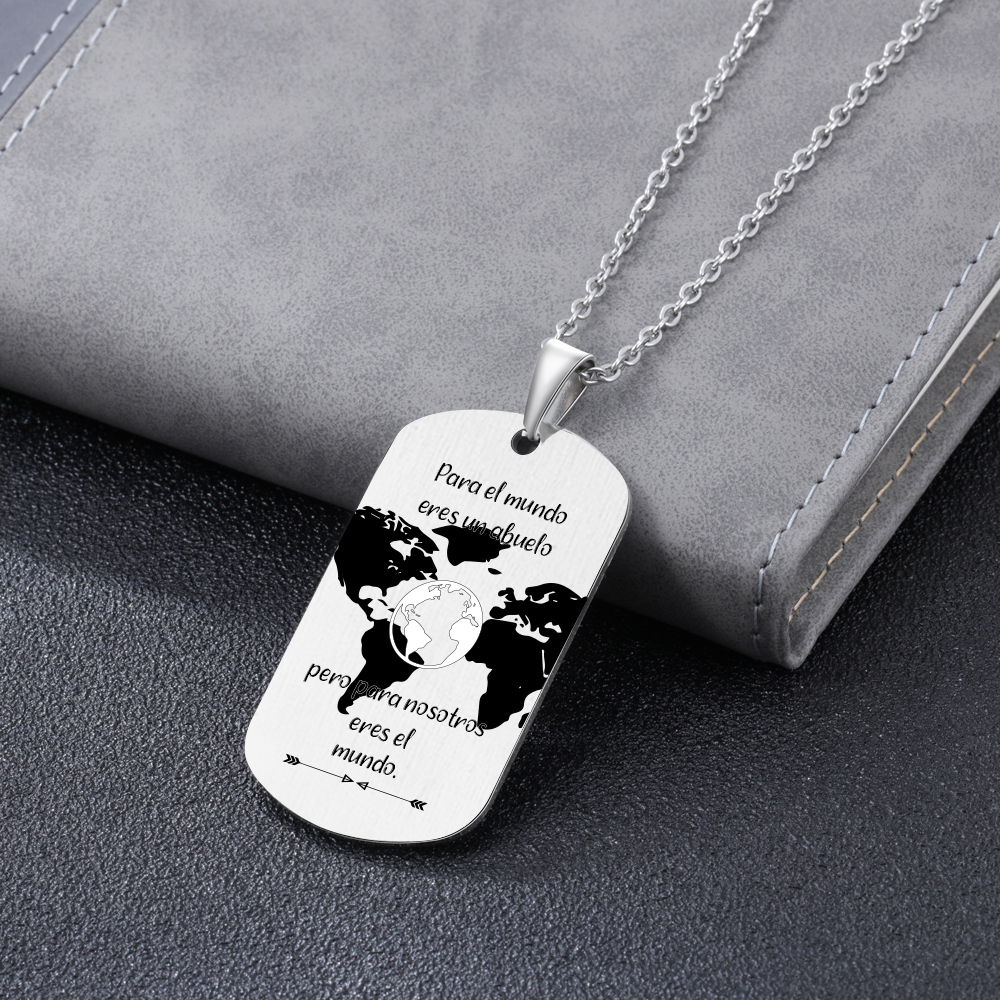 A MI ABUELO-Collar mapa del mundo de placa-Jessemade ES