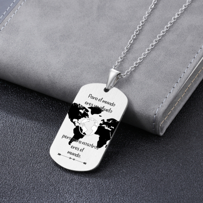 A MI ABUELO-Collar mapa del mundo de placa-Jessemade ES