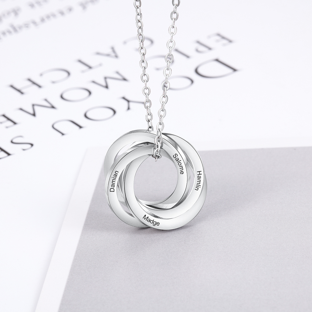 Collar de aros rusos personalizado con 4 nombres-Jessemade ES