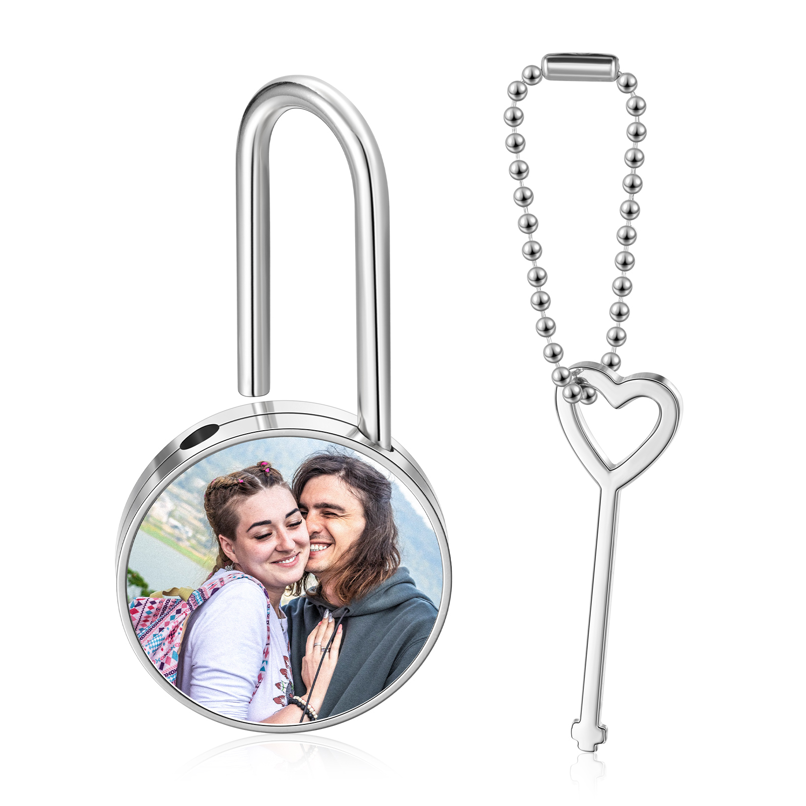 Llavero/Colgante cerradura de amor para pareja foto y texto personalizados-Jessemade ES