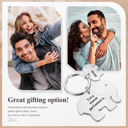 A mi mamá/abuela - Llavero con 1 nombre personalizado en elefante con texto-Jessemade ES