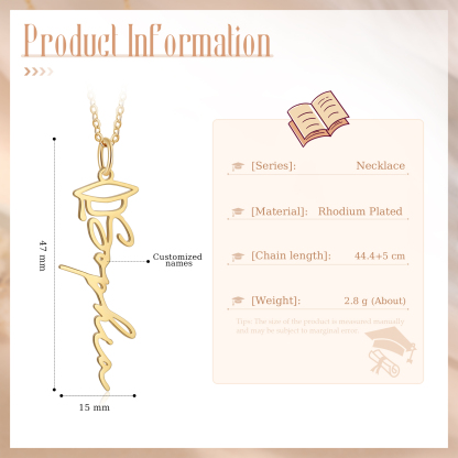 Collar de gorro de graduación personalizado con 1 nombre