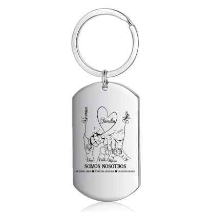 A familia-Llavero 2-6 Nombres Personalizados MANOS COGIDAS-Jessemade ES
