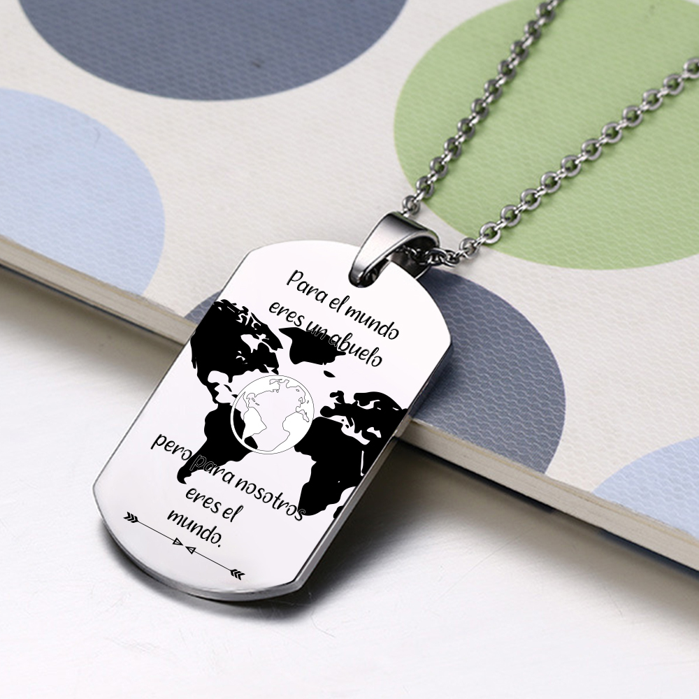 A MI ABUELO-Collar mapa del mundo de placa-Jessemade ES