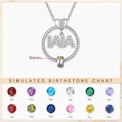Collar a abuela con colgante de "IAIA" con 1 nombre y 1 piedra de nacimiento personalizados | Jessemade-Jessemade ES