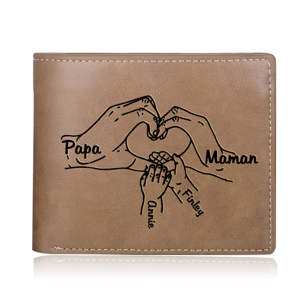 A mi papá-Unidad de llavero y cartera con caja personalizados con 4 nombres y 1 foto-Jessemade ES