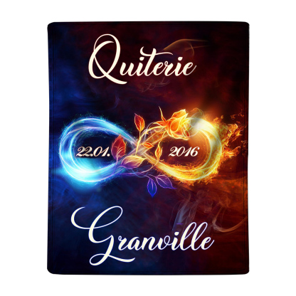 Pareja-Manta de buen calidad de infinito de rosa personalizada con nombres y fecha-Jessemade ES