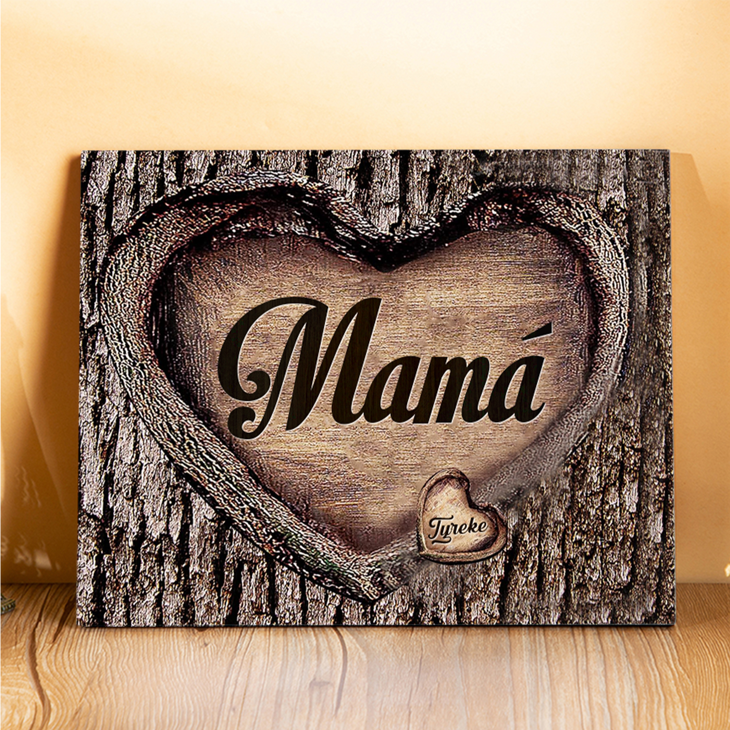 A mi mamá-Lámina marco de madera para mamá personalizado con 1 nombre-Jessemade ES