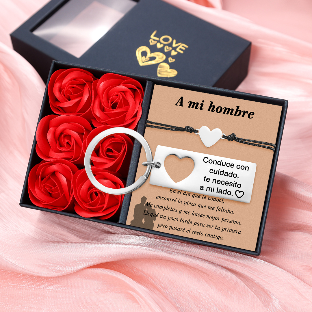 A mi hombre-Pulsera y Llavero Combinación con Tarjeta