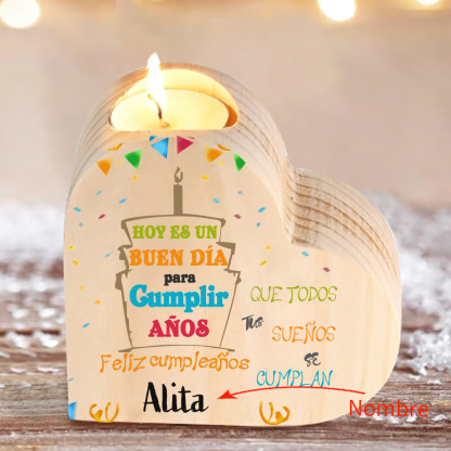 Cumpleaños-Candelero en forma de corazón con nombre personalizado-Jessemade ES