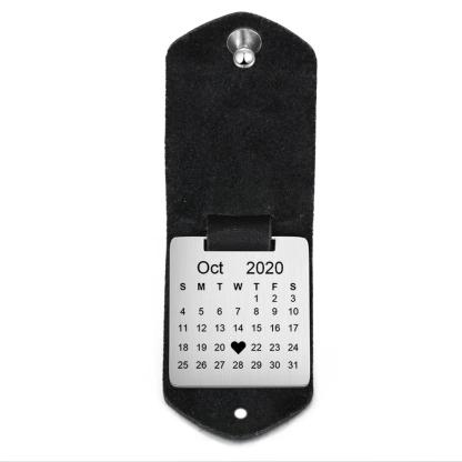 Llavero para pareja de cuero personalizado con fecha y foto-Jessemade ES