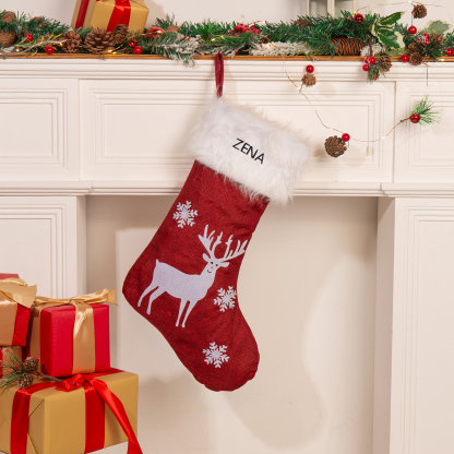 Adornos de medias navideñas con muñeco Bolsa de regalo 1 Nombre personalizado-Jessemade ES