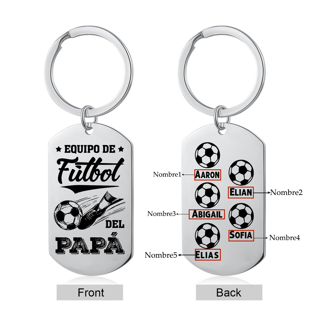 A mi papá-Llavero 1-7 Nombres Personalizados EQUIPO DE FÚTBOL DEL PAPÁ-Jessemade ES