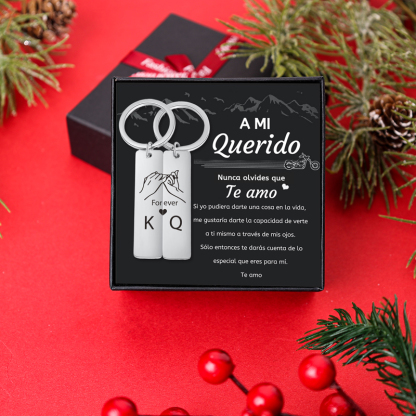 A mi querido-Llavero para pareja dedos cogidos 2 letras en personalizar-Jessemade ES