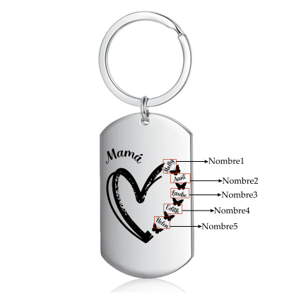 A mi mamá-Llavero 1-6 Nombres Personalizados CORAZÓN Y MARIPOSAS-Jessemade ES